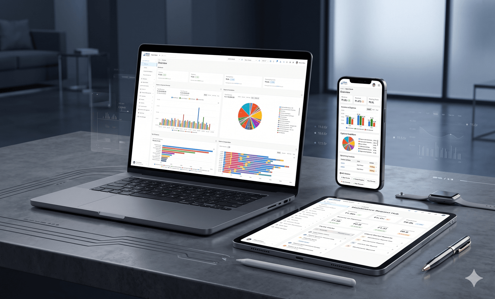 Dgtula by B2A Technologies running on laptop, tablet, and phone